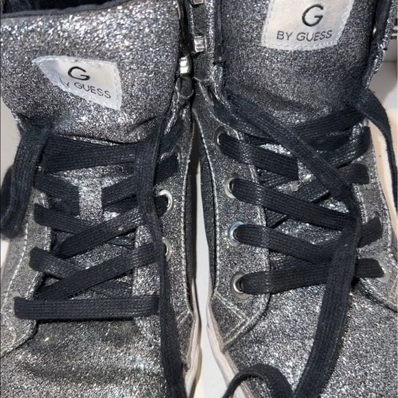 G by Guess Silver glittery high top shoes Sneakers women’s - Picture 2 of 9